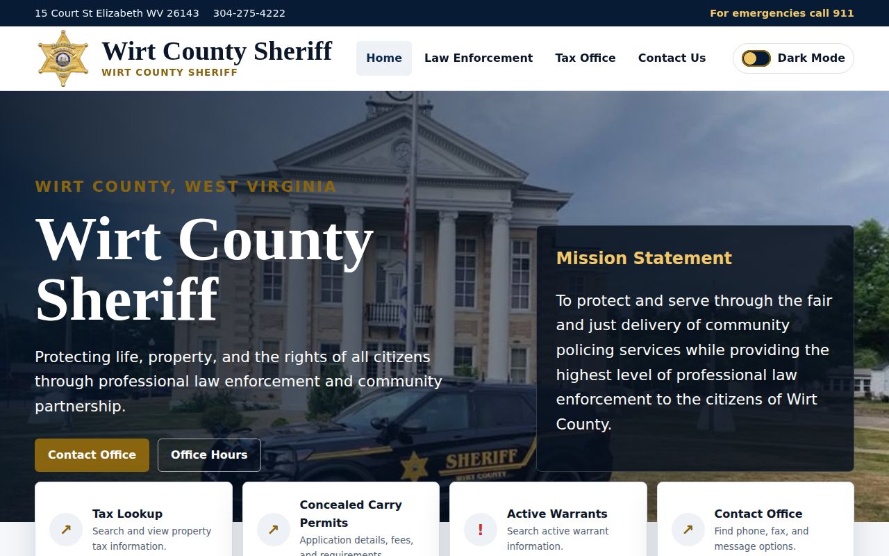 Wirt County Sheriff's Office arrest and transport record information