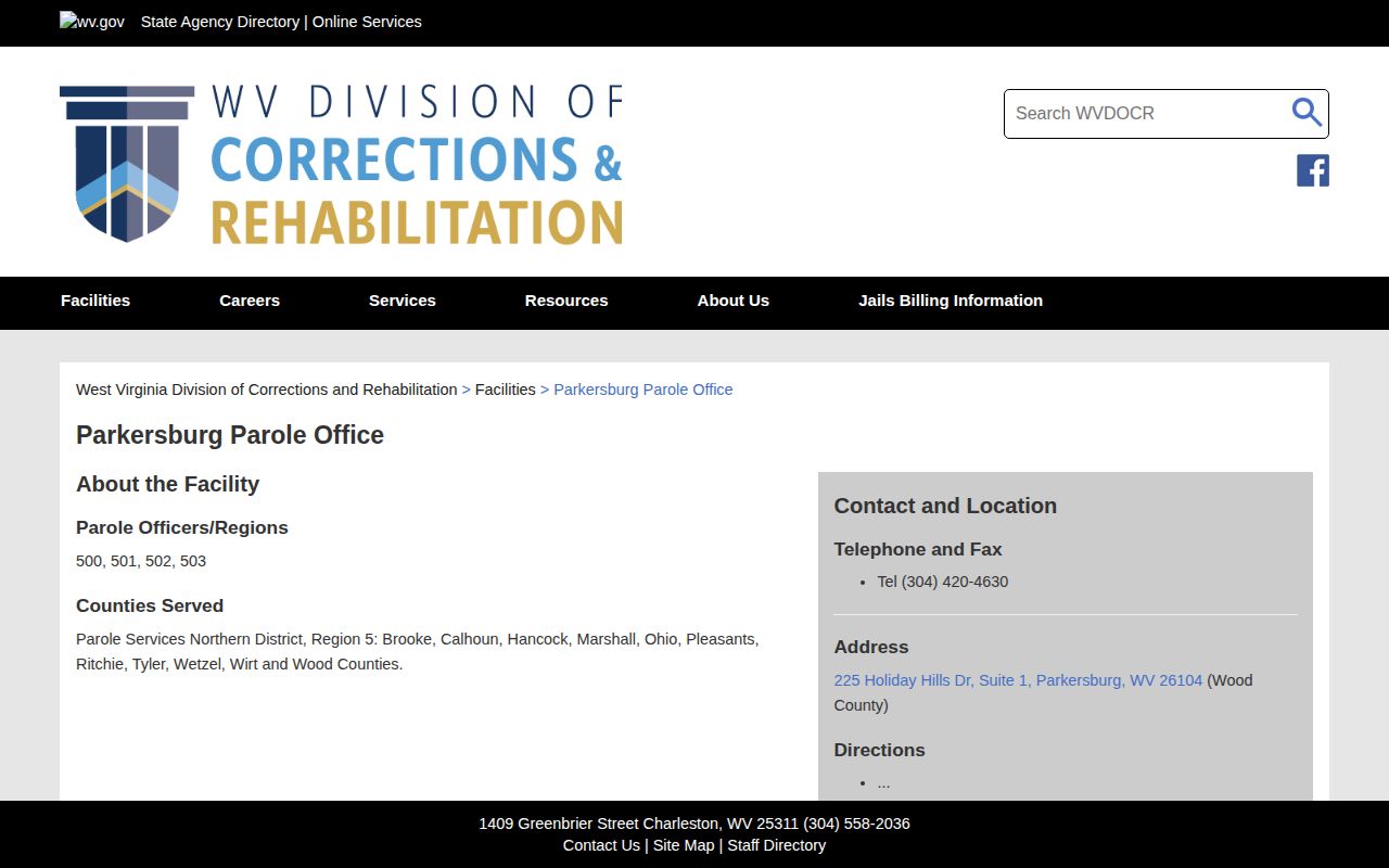 Wirt County parole office supervision contact page